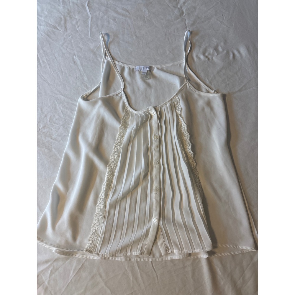 dELiA*s Camisole Womensβ Medium White Good Pleated Lace Button Front Tank Top